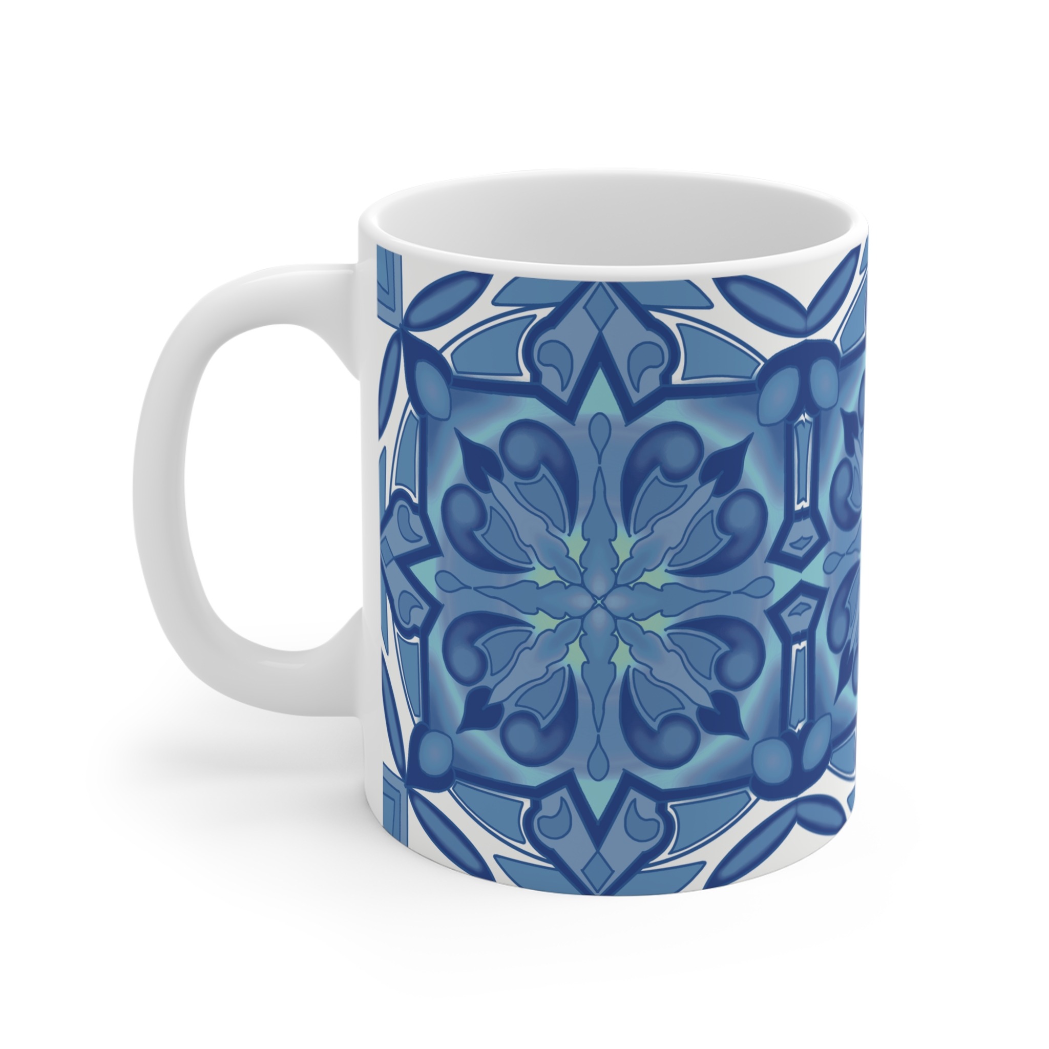 Winter mandala mug created for self-care and intentional rituals